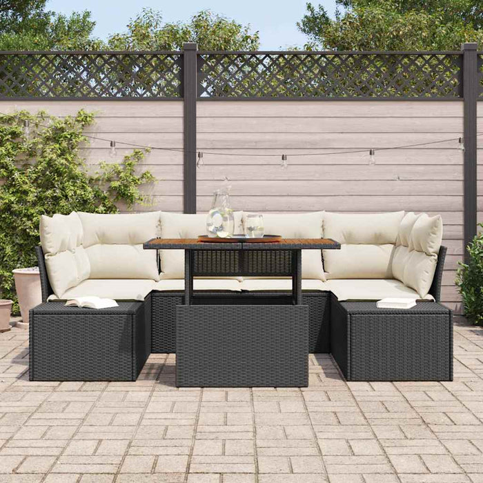Set de canapele pentru grădină 7 pcs Negru Rattan poli - WALTI WALTI