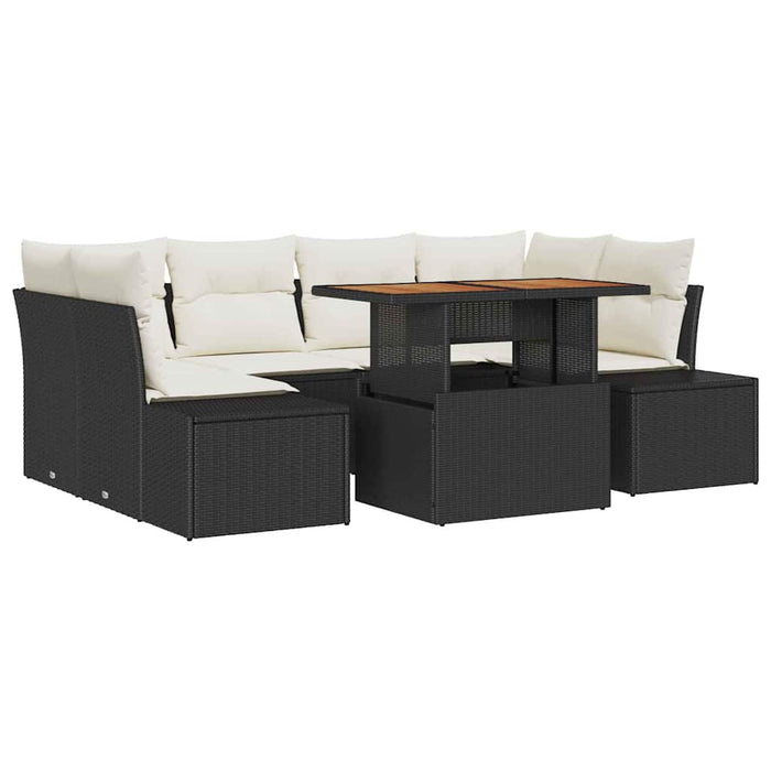 Set de canapele pentru grădină 7 pcs Negru Rattan poli - WALTI WALTI
