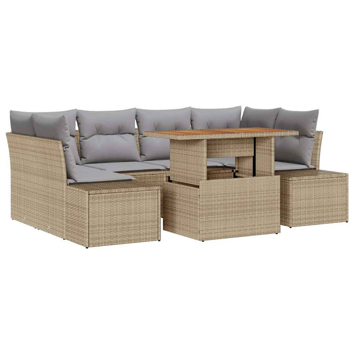 Set de canapele pentru grădină 7 pcs Bej Rattan poli - WALTI WALTI