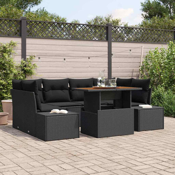 Set de canapele pentru grădină 7 pcs Negru Rattan poli - WALTI WALTI