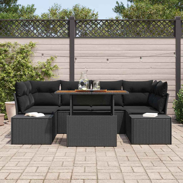 Set de canapele pentru grădină 7 pcs Negru Rattan poli - WALTI WALTI