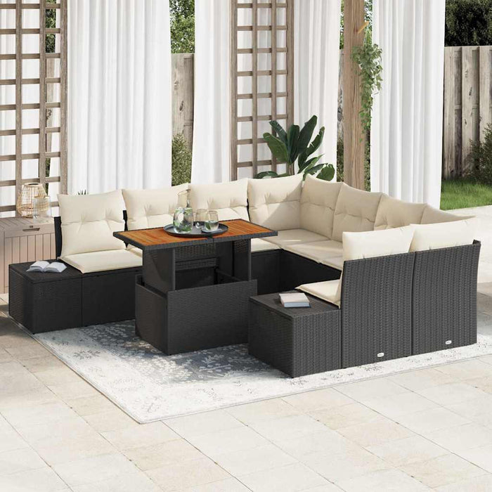 Set de canapele pentru grădină 9 pcs Negru Rattan poli - WALTI WALTI