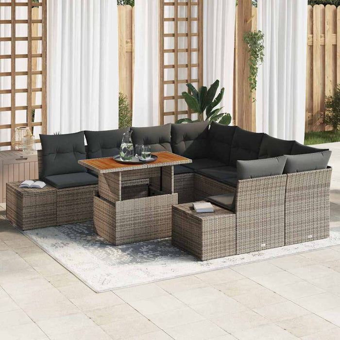 Set de canapele pentru grădină 9 pcs Gri Rattan poli - WALTI WALTI