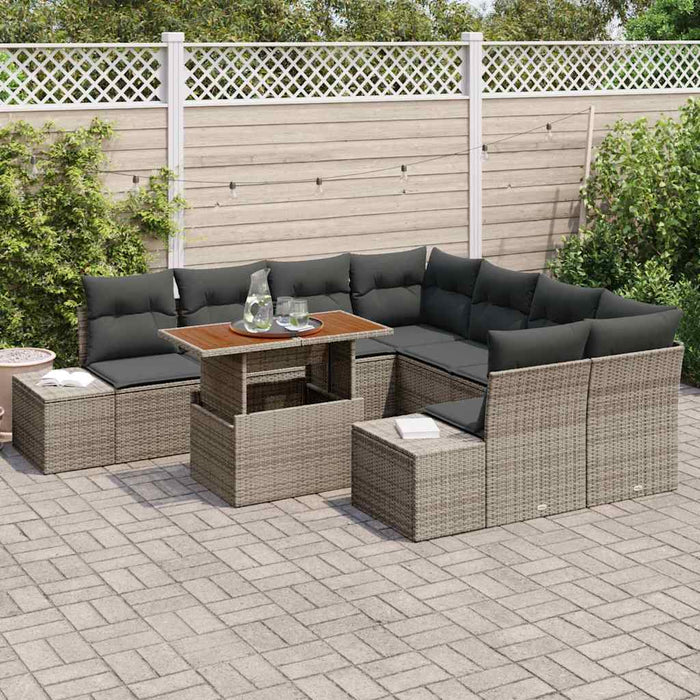 Set de canapele pentru grădină 9 pcs Gri Rattan poli - WALTI WALTI