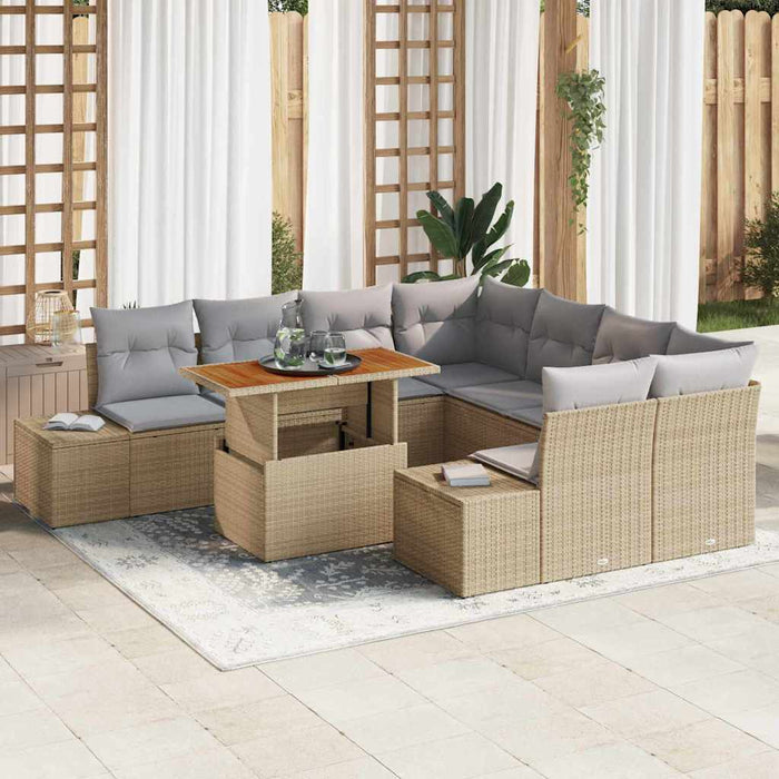 Set de canapele pentru grădină 9 pcs Bej Rattan poli - WALTI WALTI