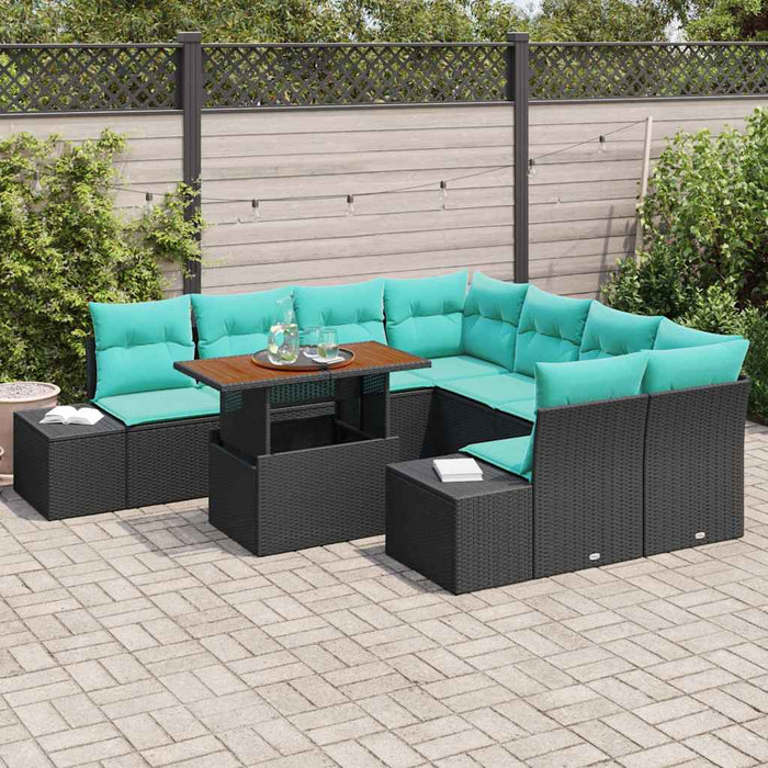 Set de canapele pentru grădină 9 buc. Negru Rattan poli - WALTI WALTI