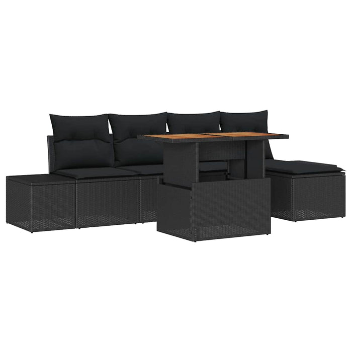 Set de canapele pentru grădină 6 pcs Negru Rattan poli - WALTI WALTI