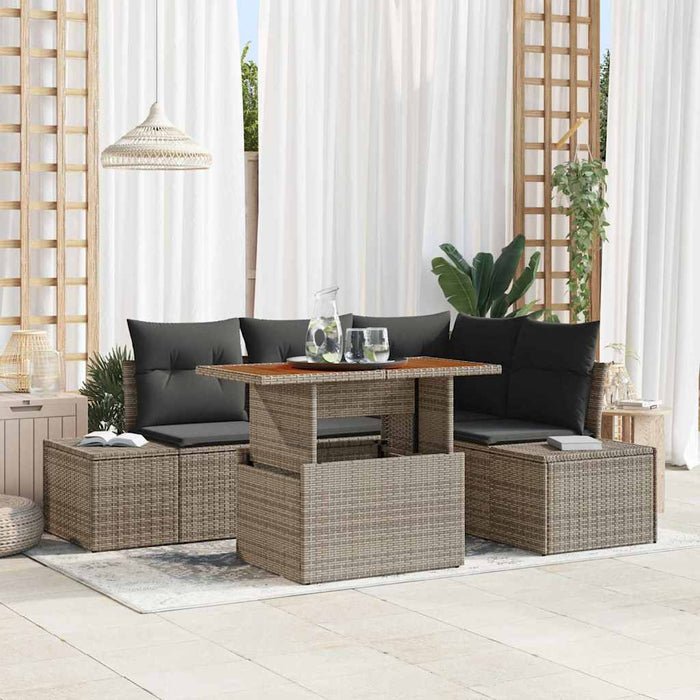 Set de canapele pentru grădină 5 pcs Gri Rattan poli - WALTI WALTI