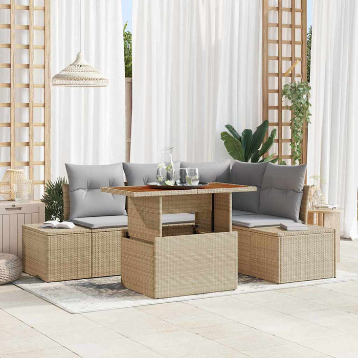 Set de canapele pentru grădină 5 pcs Bej Rattan poli - WALTI WALTI