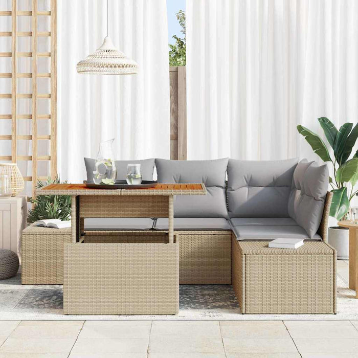 Set de canapele pentru grădină 5 pcs Bej Rattan poli - WALTI WALTI