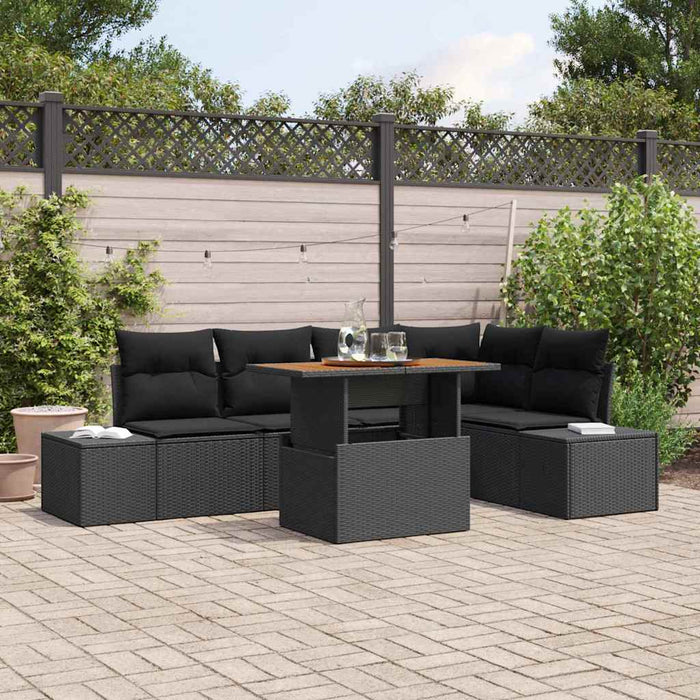 Set de canapele pentru grădină 6 pcs Negru Rattan poli - WALTI WALTI