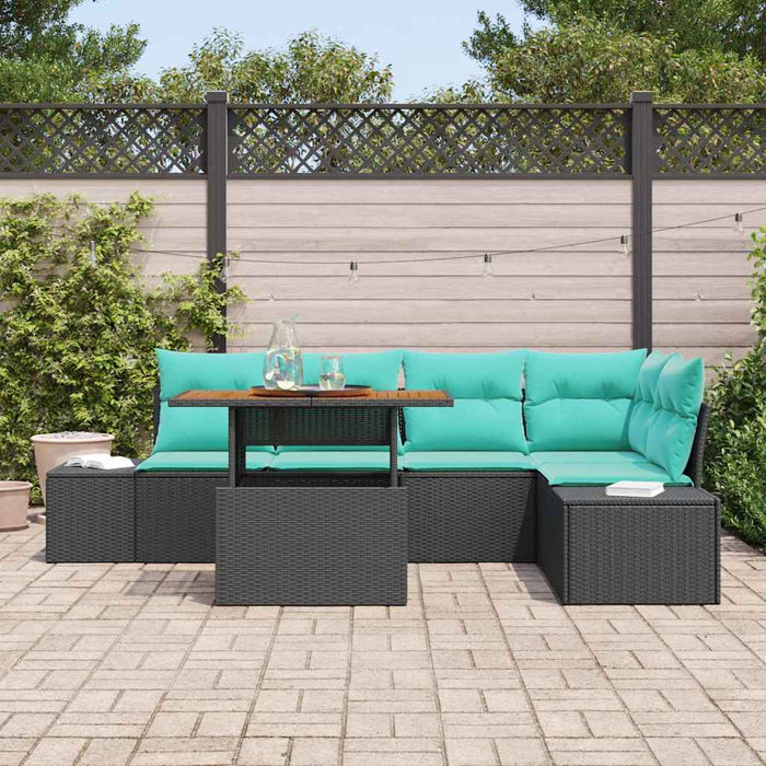 Set de canapele pentru grădină 6 buc. Negru Rattan poli WALTI
