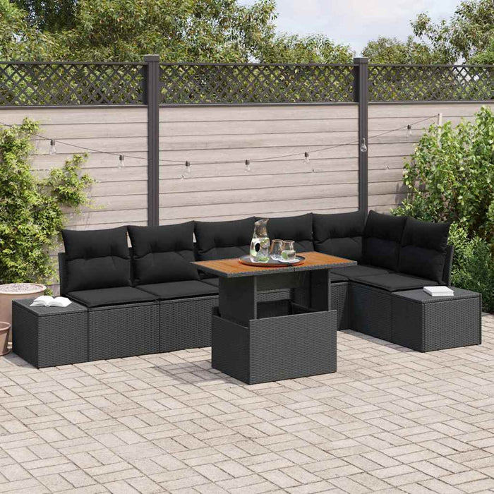 Set de canapele pentru grădină 7 pcs Negru Rattan poli - WALTI WALTI