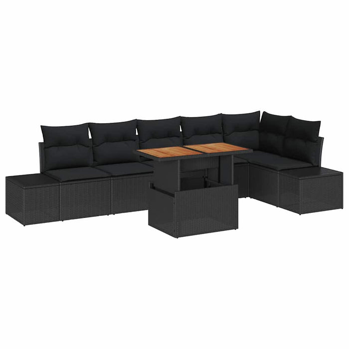 Set de canapele pentru grădină 7 pcs Negru Rattan poli - WALTI WALTI