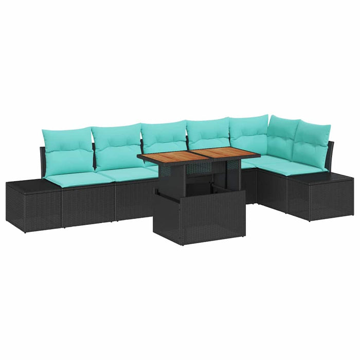 Set de canapele pentru grădină 7 buc. Negru Rattan poli - WALTI WALTI