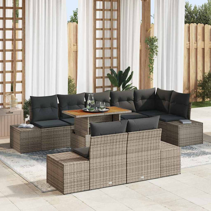 Set de canapele pentru grădină 9 pcs Gri Rattan poli - WALTI WALTI
