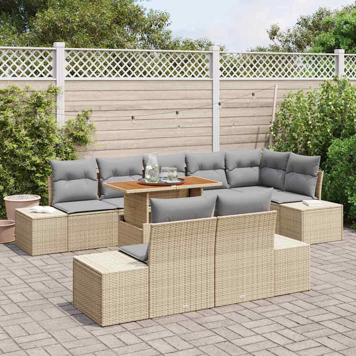 Set de canapele pentru grădină 9 pcs Bej Rattan poli - WALTI WALTI