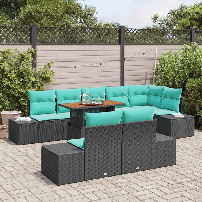 Set de canapele pentru grădină 9 buc. Negru Rattan poli WALTI