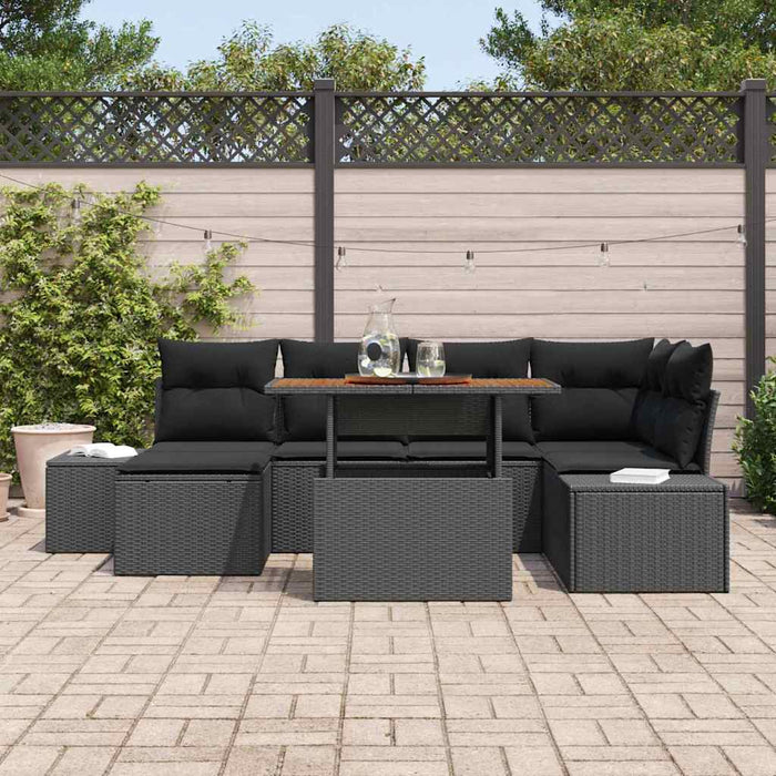 Set de canapele pentru grădină 7 pcs Negru Rattan poli - WALTI WALTI
