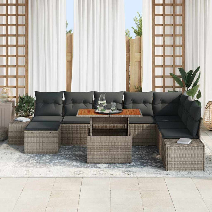 Set de canapele pentru grădină 9 pcs Gri Rattan poli - WALTI WALTI