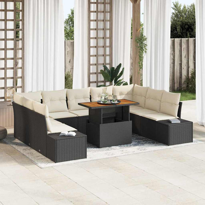 Set de canapele pentru grădină 10 pcs Negru Rattan poli - WALTI WALTI