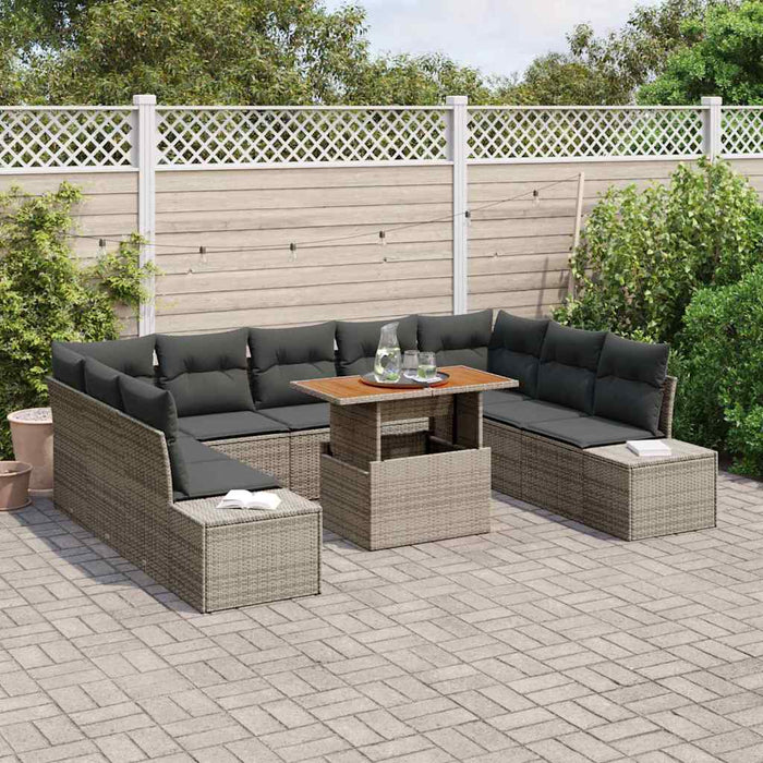 Set de canapele pentru grădină 10 pcs Gri Rattan poli - WALTI WALTI