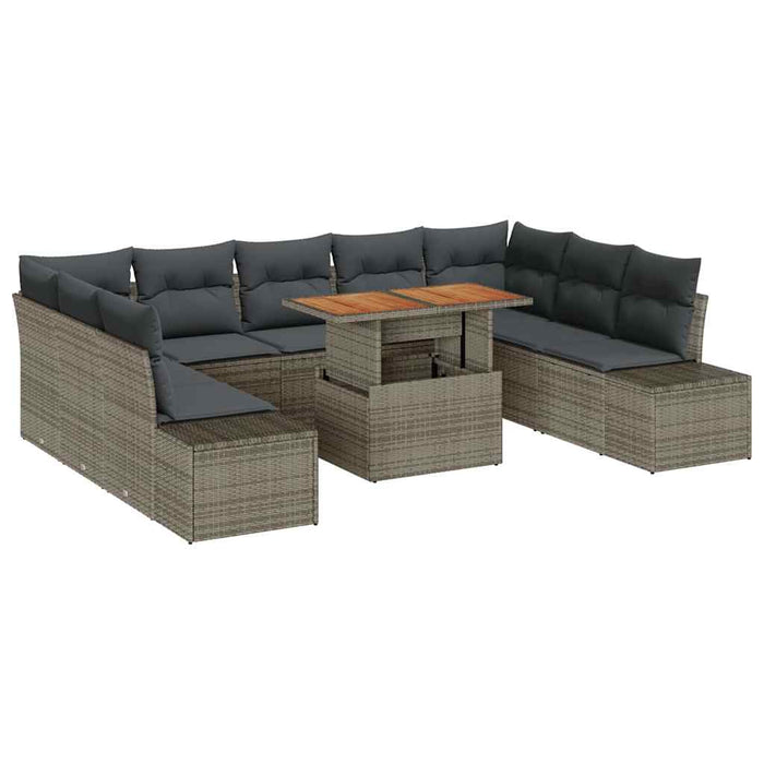 Set de canapele pentru grădină 10 pcs Gri Rattan poli - WALTI WALTI