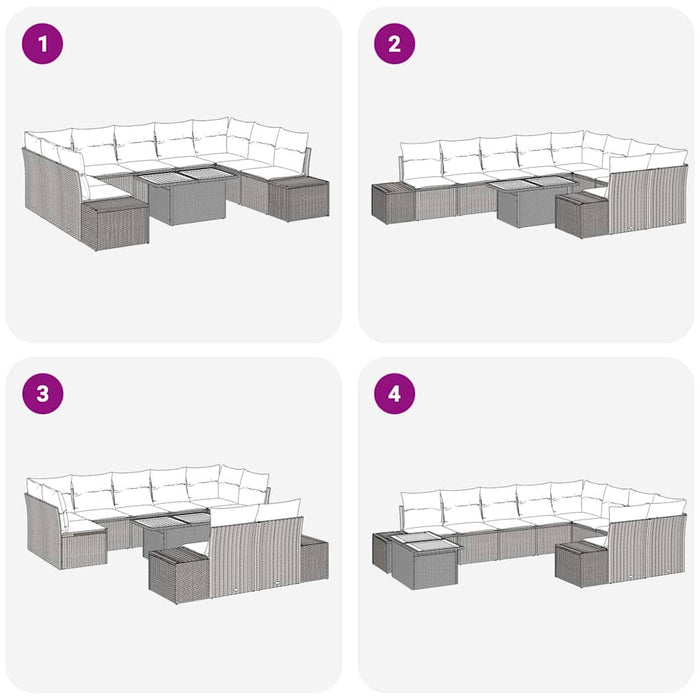 Set de canapele pentru grădină 10 pcs Bej Rattan poli - WALTI WALTI