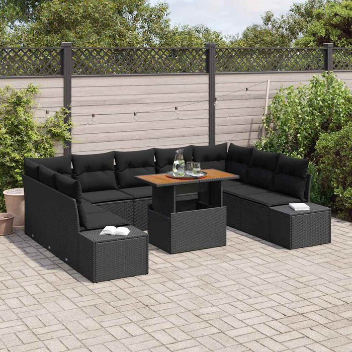 Set de canapele pentru grădină 10 pcs Negru Rattan poli - WALTI WALTI