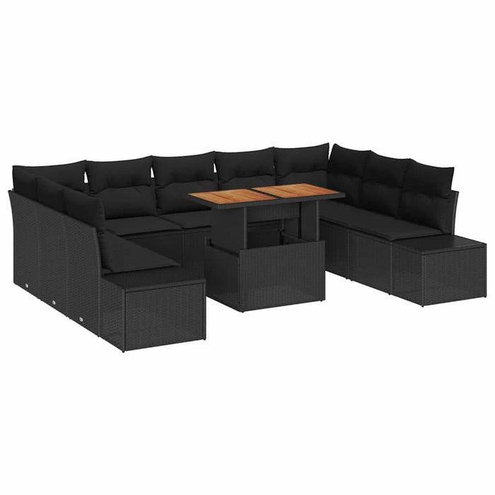 Set de canapele pentru grădină 10 pcs Negru Rattan poli - WALTI WALTI