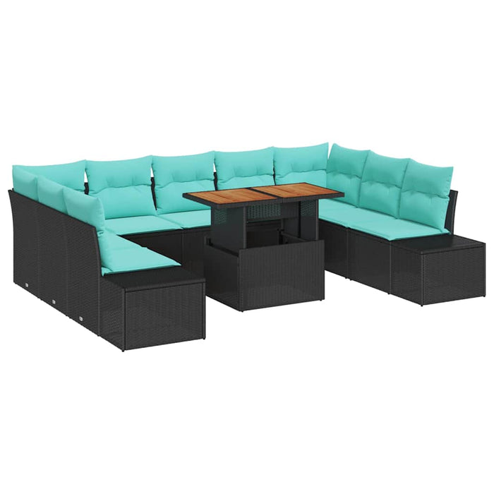 Set de canapele pentru grădină 10 buc. Negru Rattan poli WALTI