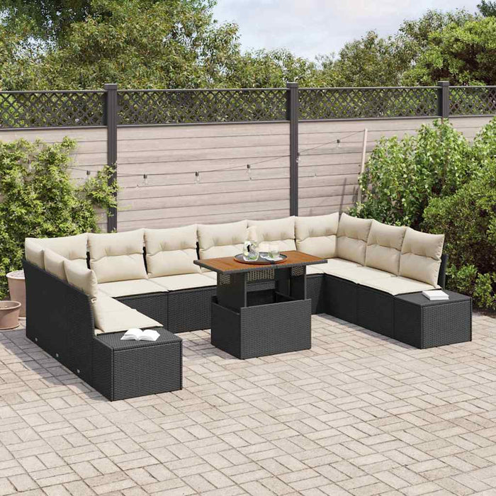 Set de canapele pentru grădină 11 pcs Negru Rattan poli - WALTI WALTI