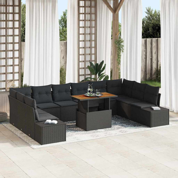 Set de canapele pentru grădină 11 pcs Negru Rattan poli - WALTI WALTI