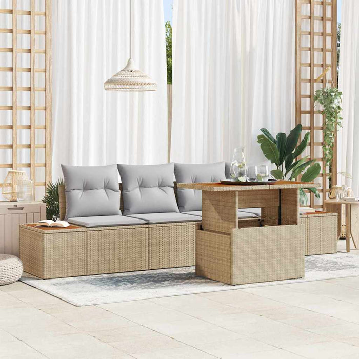 Set de canapele pentru grădină 5 pcs Bej Rattan poli - WALTI WALTI