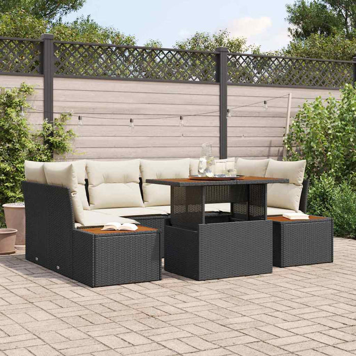 Set de canapele pentru grădină 7 pcs Negru Rattan poli - WALTI WALTI