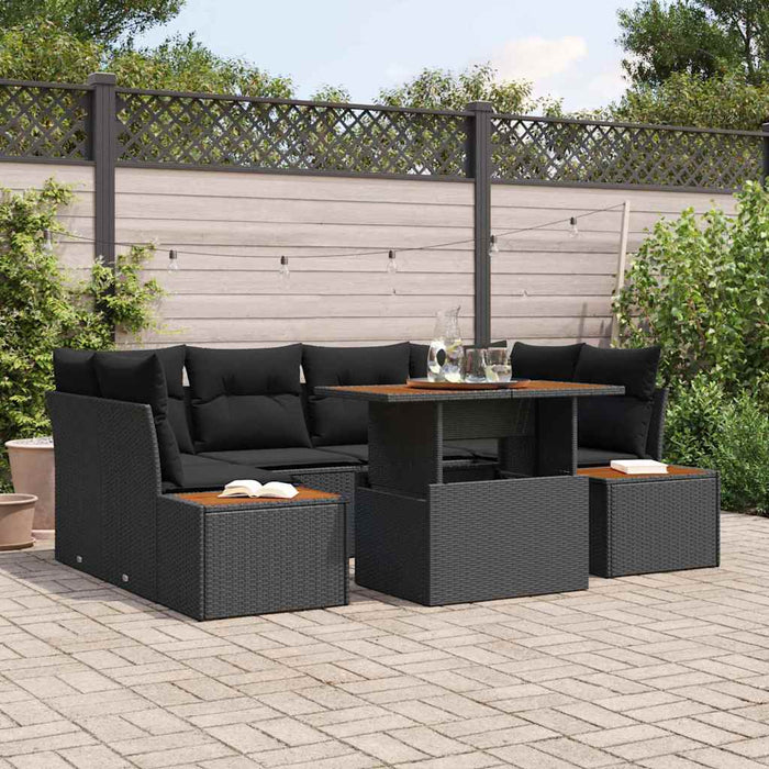 Set de canapele pentru grădină 7 pcs Negru Rattan poli - WALTI WALTI