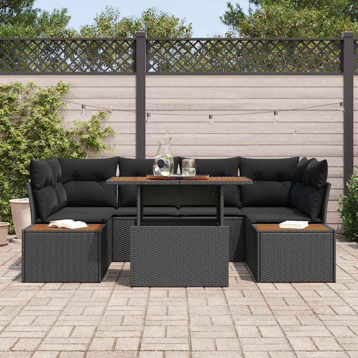 Set de canapele pentru grădină 7 pcs Negru Rattan poli - WALTI WALTI