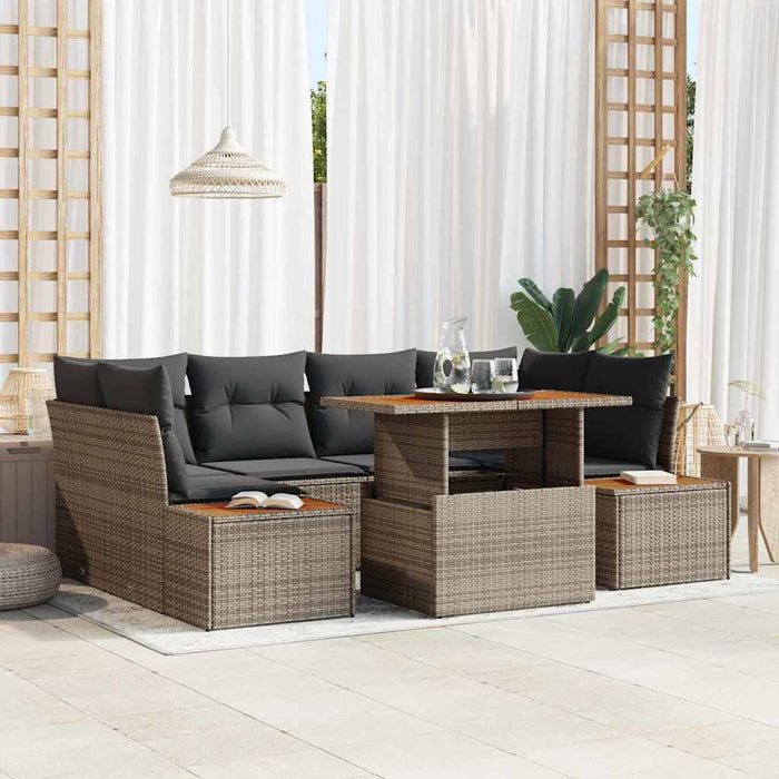 Set de canapele pentru grădină 7 pcs Gri Rattan poli - WALTI WALTI