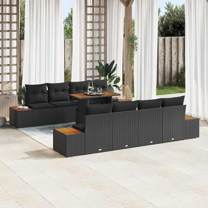 Set de canapele pentru grădină 9 pcs Negru Rattan poli - WALTI WALTI