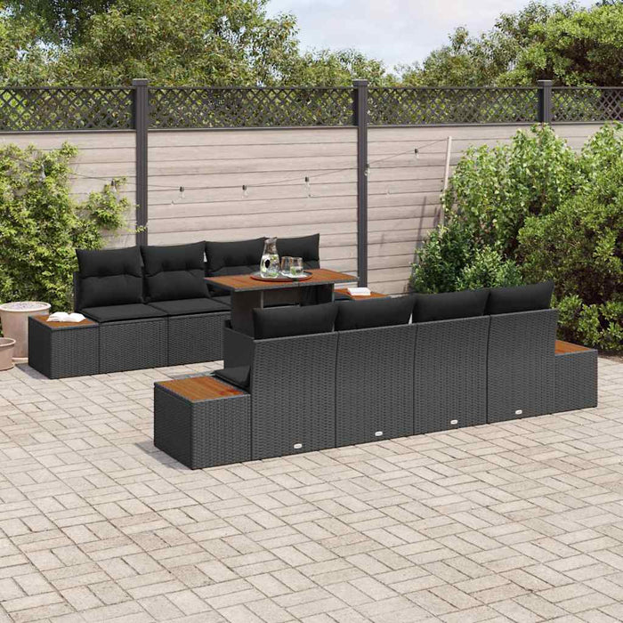 Set de canapele pentru grădină 9 pcs Negru Rattan poli - WALTI WALTI