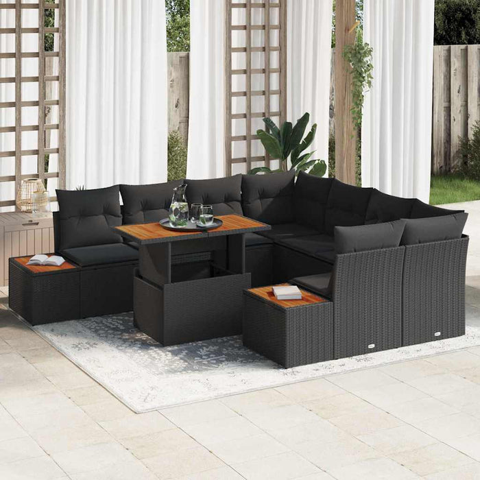 Set de canapele pentru grădină 9 pcs Negru Rattan poli - WALTI WALTI