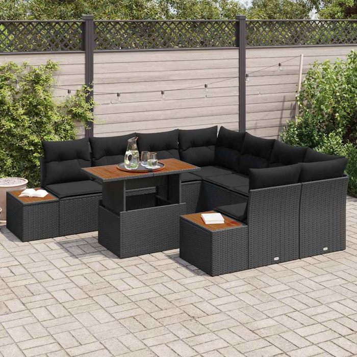 Set de canapele pentru grădină 9 pcs Negru Rattan poli - WALTI WALTI