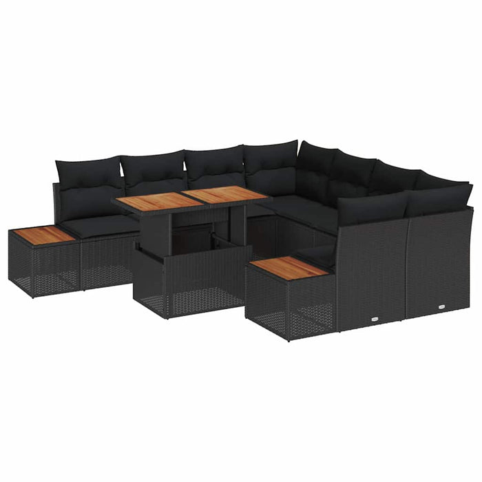 Set de canapele pentru grădină 9 pcs Negru Rattan poli - WALTI WALTI