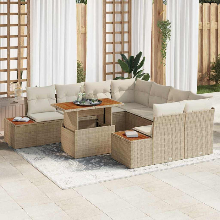 Set de canapele pentru grădină 9 pcs Bej Rattan poli - WALTI WALTI