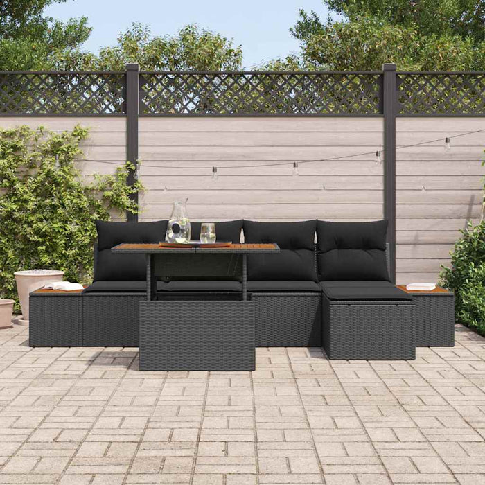 Set de canapele pentru grădină 6 pcs Negru Rattan poli - WALTI WALTI