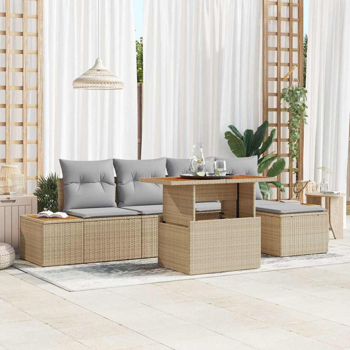 Set de canapele pentru grădină 6 pcs Bej Rattan poli - WALTI WALTI