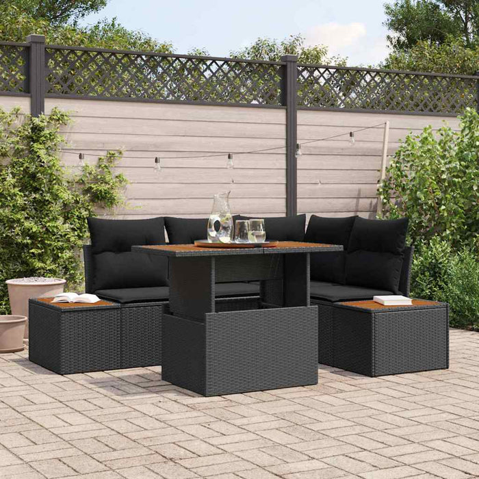 Set de canapele pentru grădină 5 pcs Negru Rattan poli - WALTI WALTI