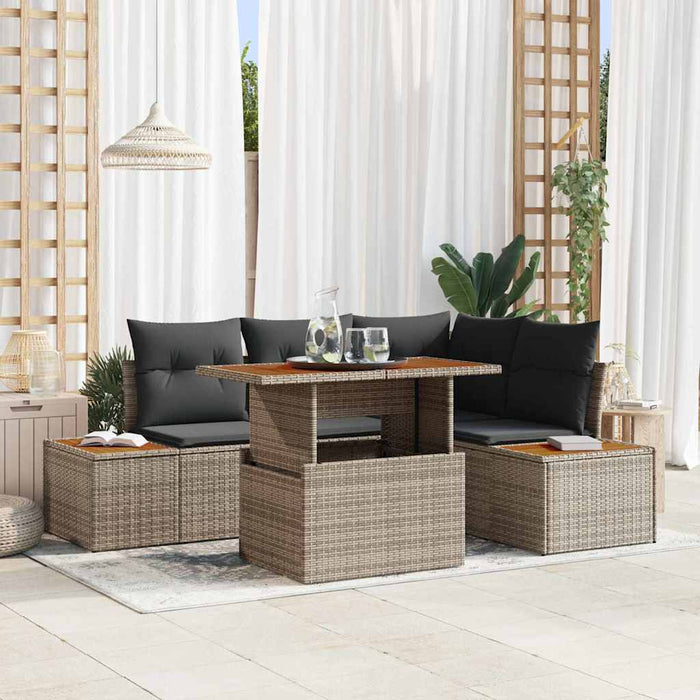 Set de canapele pentru grădină 5 pcs Gri Rattan poli - WALTI WALTI