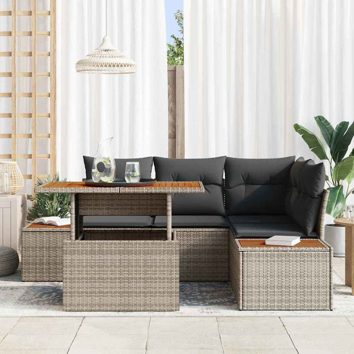 Set de canapele pentru grădină 5 pcs Gri Rattan poli - WALTI WALTI
