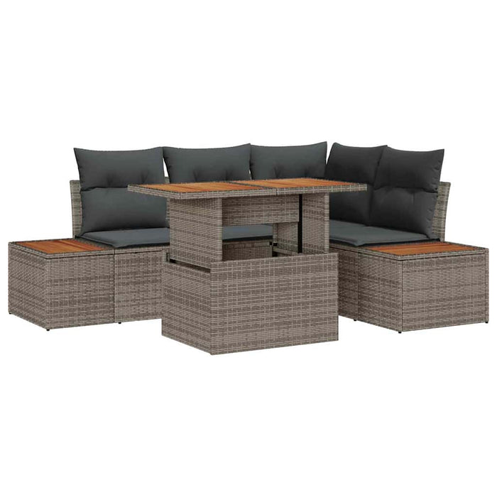 Set de canapele pentru grădină 5 pcs Gri Rattan poli - WALTI WALTI
